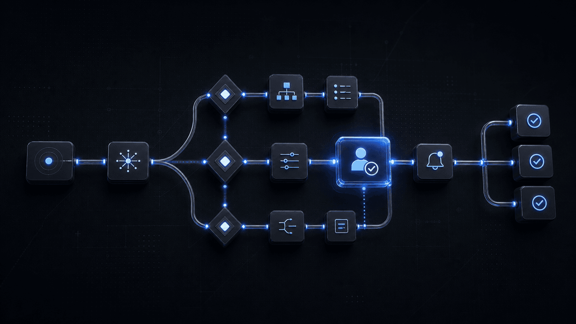 Connected workflow triggers routing business tasks through an automated system