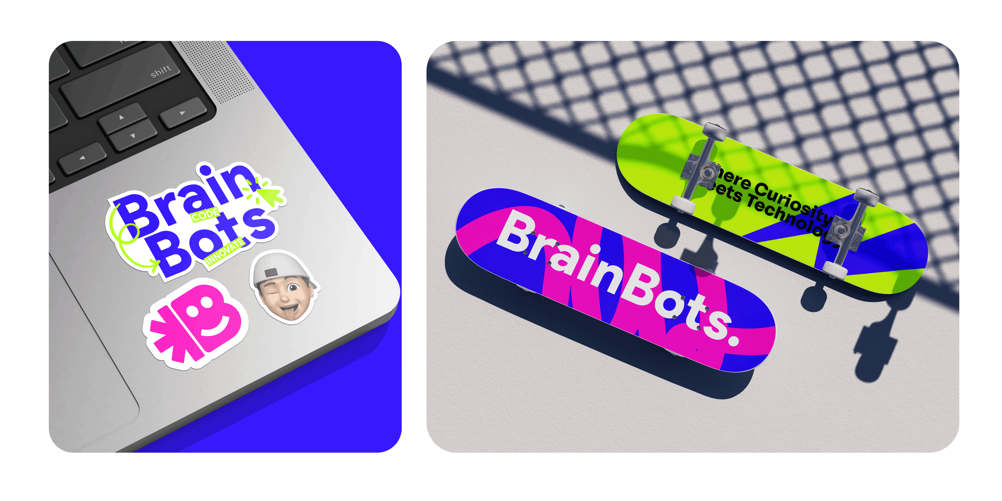 Playful technology-forward brand composition
