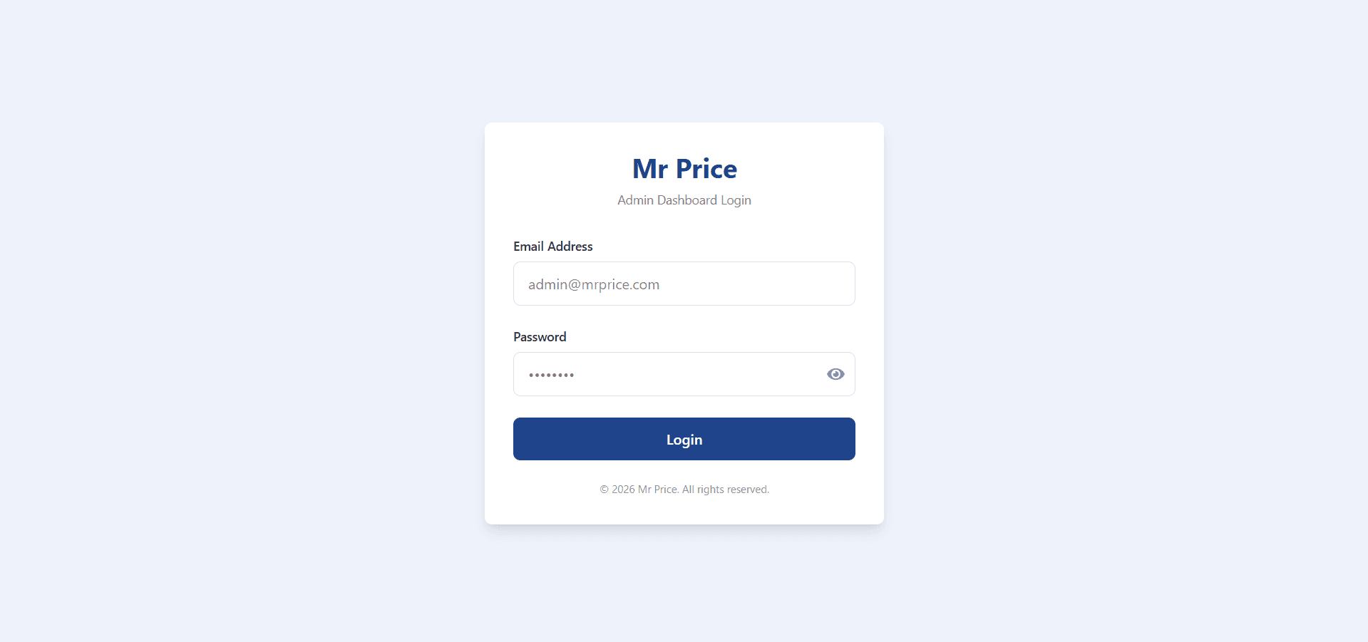 Role-driven admin navigation and account controls