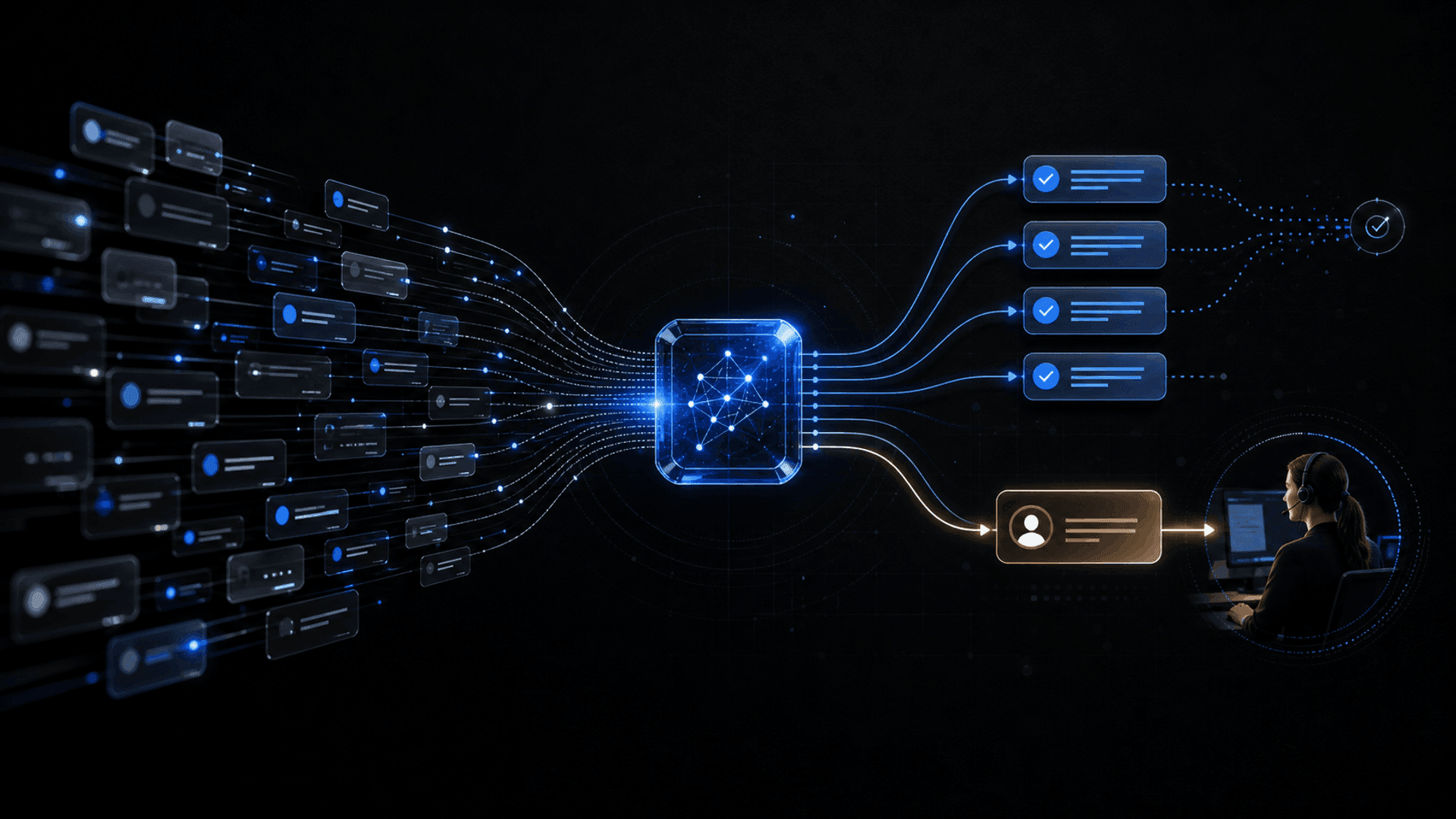 An AI support assistant organizing customer conversations and human escalation
