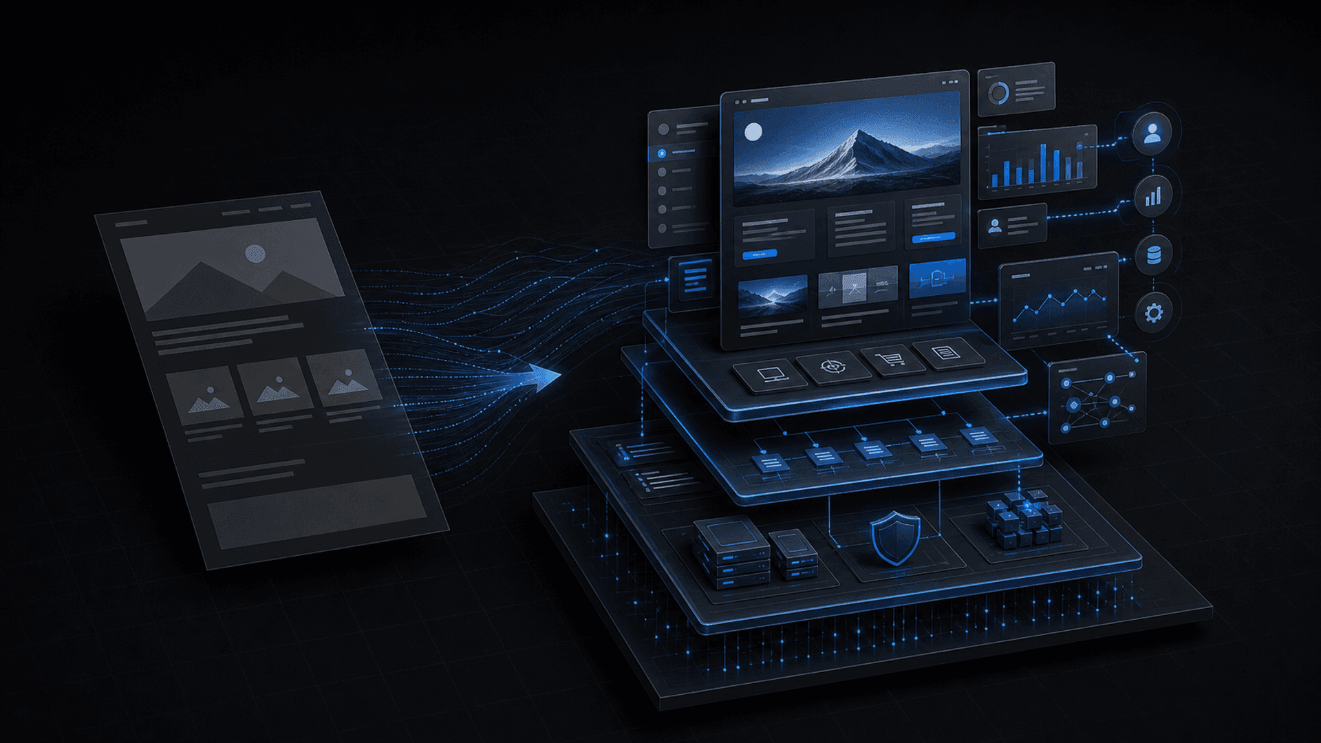 A generated web page evolving into a structured professional digital platform